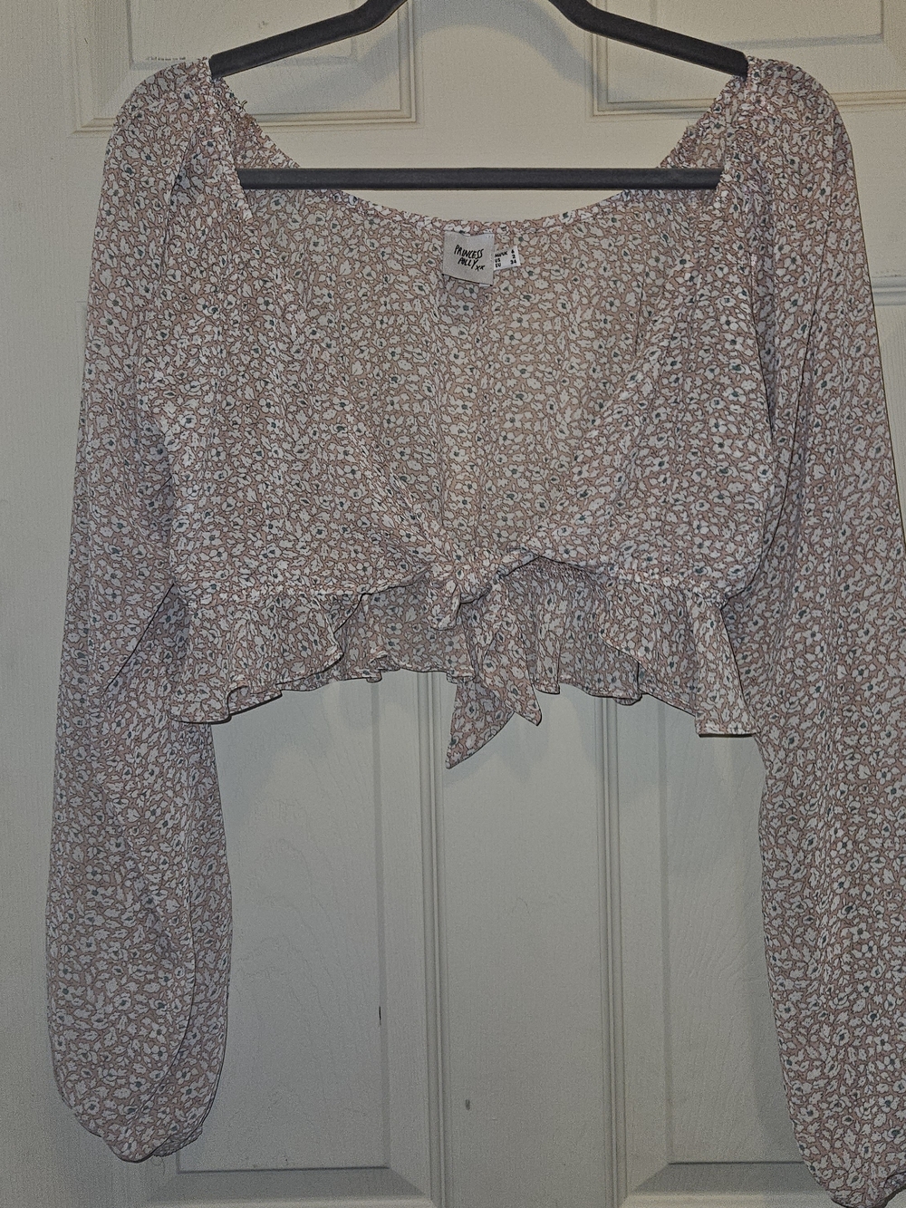 Pink Floral Tie-Front Crop Top